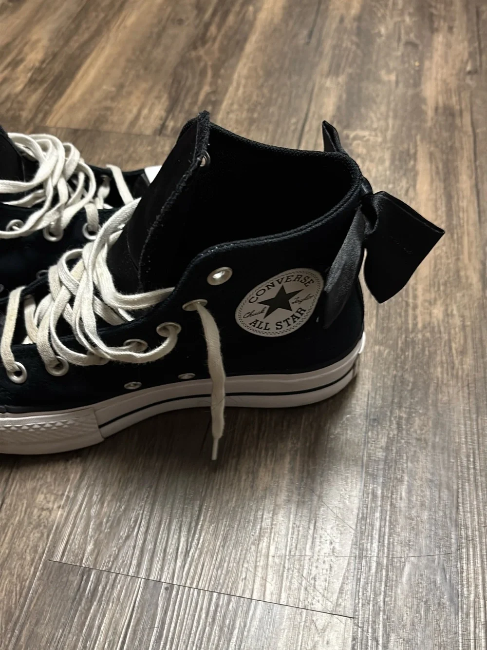 Converse Kids Black High-Top Sneakers with White Sole and Star Patch